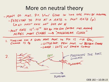 More on neutral theory OEB 192 – 10.09.15. Example: Neighbor Joining (NJ) 4. Choose Methods Taxa Characters Species A ATGGCTATTCTTATAGTACG Species B ATCGCTAGTCTTATATTACA.