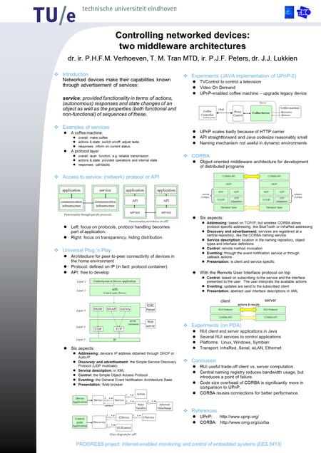 PROGRESS project: Internet-enabled monitoring and control of embedded systems (EES.5413)  Introduction Networked devices make their capabilities known.