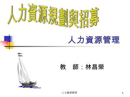 人力資源管理 1 教 師：林昌榮 人力資源管理 2 äD: Demand äS: Supply äB: Balance 4Product Demand 4Labor Productivity 4Internal Labor Market 4External Labor Market 4Demand.