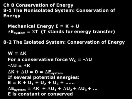 Ch 8 Conservation of Energy