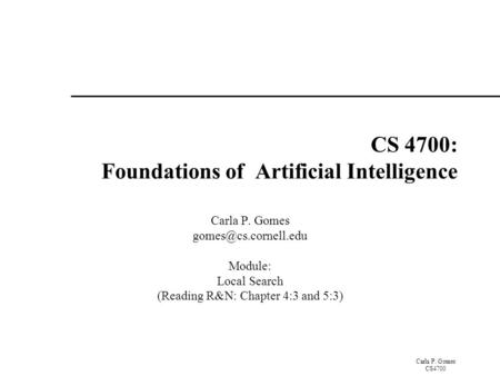 CS 4700: Foundations of Artificial Intelligence