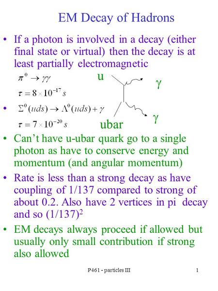 EM Decay of Hadrons u g g ubar