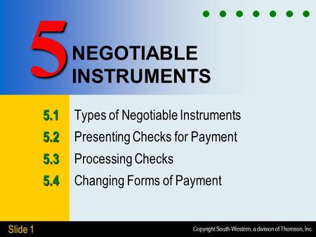 NEGOTIABLE INSTRUMENTS