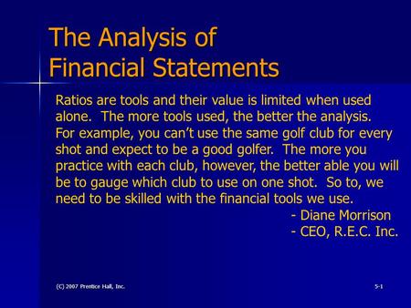 The Analysis of Financial Statements