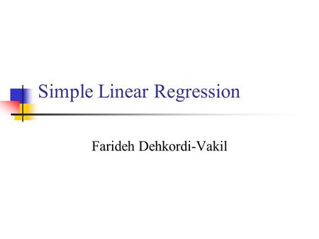 Simple Linear Regression