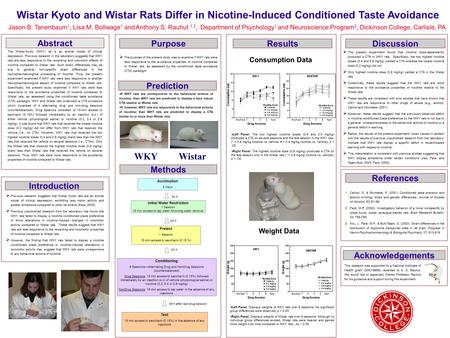  Left Panel. The two highest nicotine doses (0.8 and 2.0 mg/kg) produced a CTA on several sessions and the test session in the WKY rats. (* = 0.8 mg/kg.