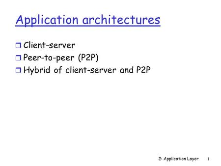 Application architectures