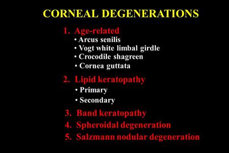 CORNEAL DEGENERATIONS