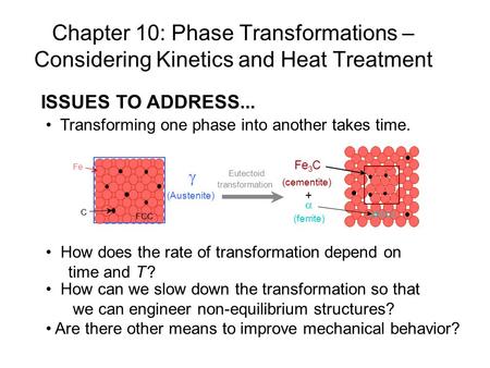 ISSUES TO ADDRESS... •  Transforming one phase into another takes time.