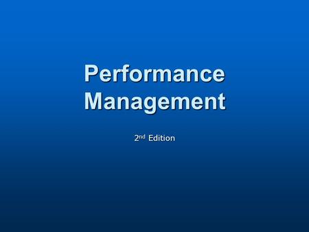 Performance Management