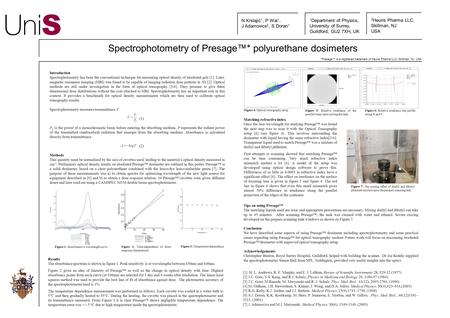 Introduction Spectrophotometry has been the conventional technique for measuring optical density of irradiated gels [1]. Later, magnetic resonance imaging.