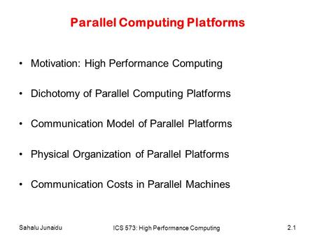 Parallel Computing Platforms