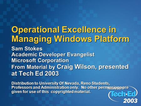 Operational Excellence in Managing Windows Platform