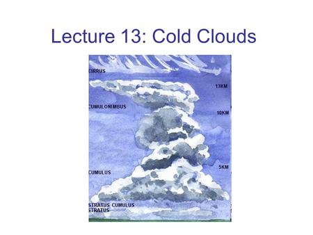 Lecture 13: Cold Clouds.