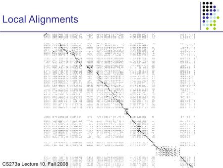 CS273a Lecture 10, Aut 08, Batzoglou CS273a Lecture 10, Fall 2008 Local Alignments.