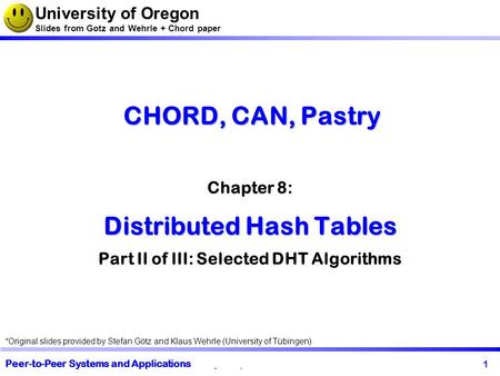 University of Oregon Slides from Gotz and Wehrle + Chord paper