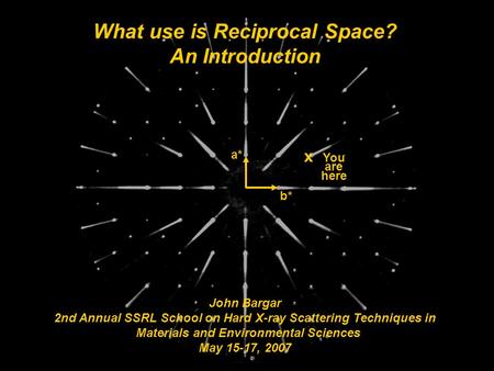 John Bargar 2nd Annual SSRL School on Hard X-ray Scattering Techniques in Materials and Environmental Sciences May 15-17, 2007 What use is Reciprocal Space?