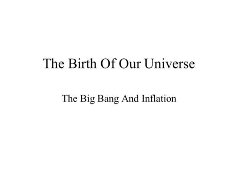 The Birth Of Our Universe The Big Bang And Inflation