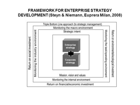 FRAMEWORK FOR ENTERPRISE STRATEGY DEVELOPMENT (Steyn & Niemann, Euprera Milan, 2008)