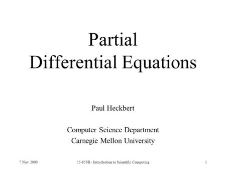 Partial Differential Equations