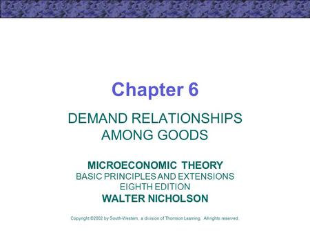 DEMAND RELATIONSHIPS AMONG GOODS