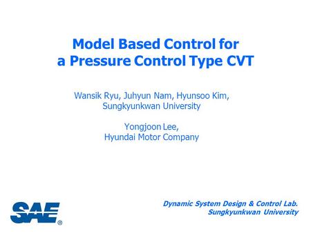 Model Based Control for a Pressure Control Type CVT