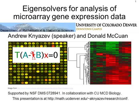 Eigensolvers for analysis of microarray gene expression data