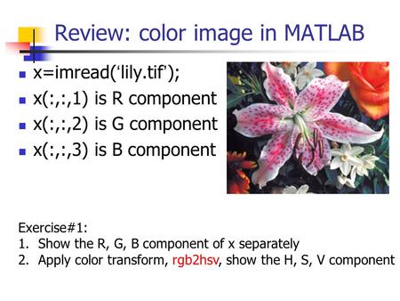 Review: color image in MATLAB