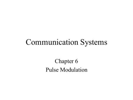 Communication Systems