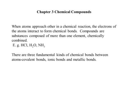 Chapter 3 Chemical Compounds