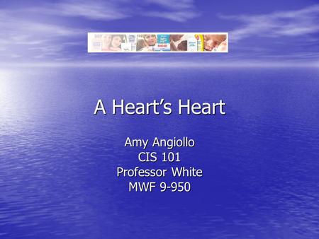 A Heart’s Heart Amy Angiollo CIS 101 Professor White MWF 9-950.