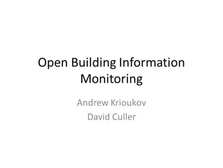 Open Building Information Monitoring