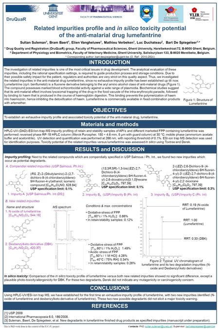 INTRODUCTION Related impurities profile and in silico toxicity potential of the anti-malarial drug lumefantrine Sultan Suleman 1, Bram Baert 1, Elien Vangheluwe.