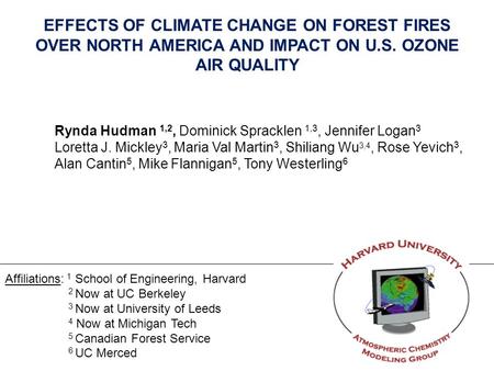 Rynda Hudman 1,2, Dominick Spracklen 1,3, Jennifer Logan3 Loretta J