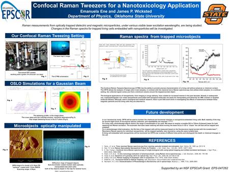 Printed by Supported by an NSF EPSCoR Grant EPS-047262 REFERENCES 1.Carls, J.C. et al, Time- resolved Raman spectroscopy from reacting optically levitated.