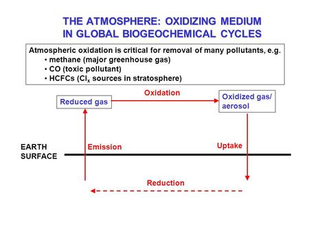 THE ATMOSPHERE: OXIDIZING MEDIUM IN GLOBAL BIOGEOCHEMICAL CYCLES