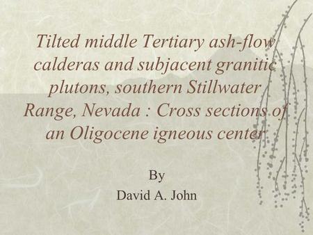 Tilted middle Tertiary ash-flow calderas and subjacent granitic plutons, southern Stillwater Range, Nevada : Cross sections of an Oligocene igneous center.