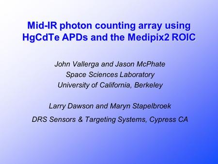 Mid-IR photon counting array using HgCdTe APDs and the Medipix2 ROIC