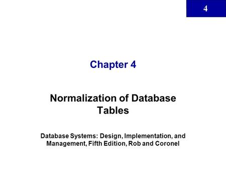 Normalization of Database Tables