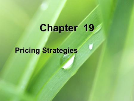 Chapter 19 Pricing Strategies.