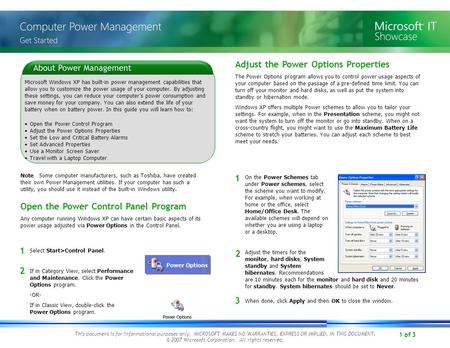 1 of 3 This document is for informational purposes only. MICROSOFT MAKES NO WARRANTIES, EXPRESS OR IMPLIED, IN THIS DOCUMENT. © 2007 Microsoft Corporation.