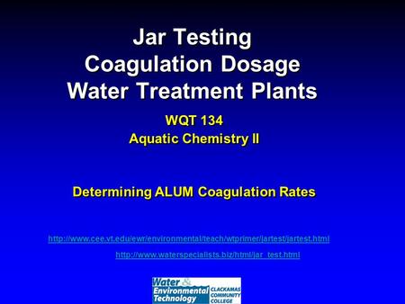 Jar Testing Coagulation Dosage Water Treatment Plants