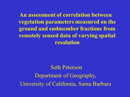 Department of Geography, University of California, Santa Barbara