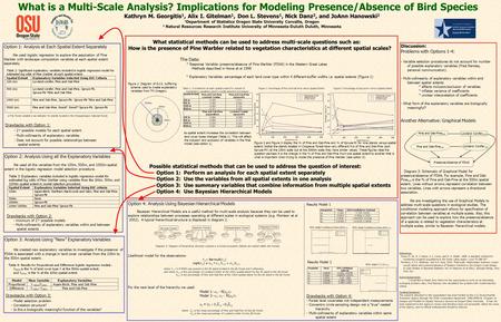 What is a Multi-Scale Analysis? Implications for Modeling Presence/Absence of Bird Species Kathryn M. Georgitis 1, Alix I. Gitelman 1, Don L. Stevens 1,