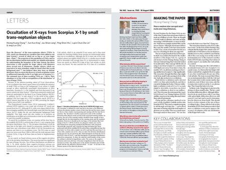 Solar System Minnows – X-ray occultation of Scorpius X-1 by small Trans-Neptunian Objects 張祥光 梁昭賢、吳秉憲、林峻哲、丘政倫、葉倫文、吳宇智、劉志原 Department of Physics and Institute.