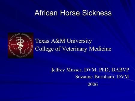 African Horse Sickness