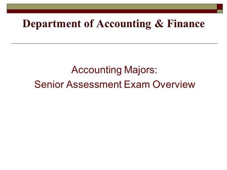 Department of Accounting & Finance