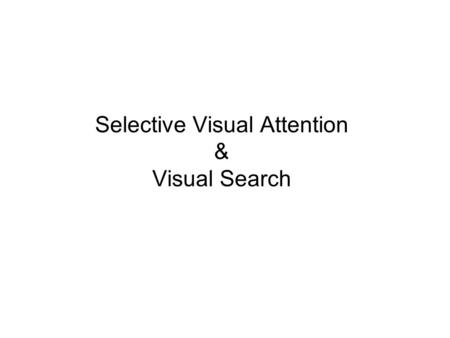 Selective Visual Attention & Visual Search