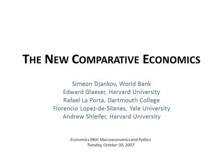 The New Comparative Economics