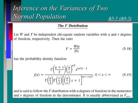 Horng-Chyi HorngStatistics II_Five43 Inference on the Variances of Two Normal Population &5-5 (&9-5)